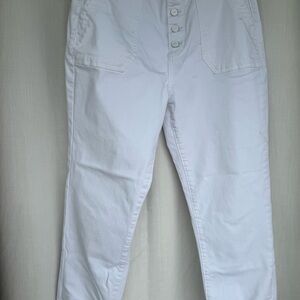 Paige White Mayslie Jogger pants with ankle zipper.Size 28  Five button fly.